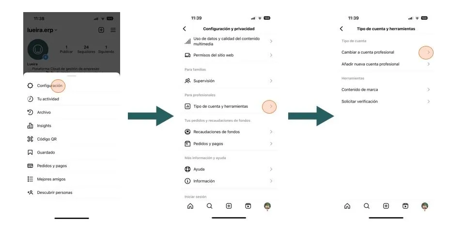 Convertir cuenta de Instagram en cuenta de empresa
