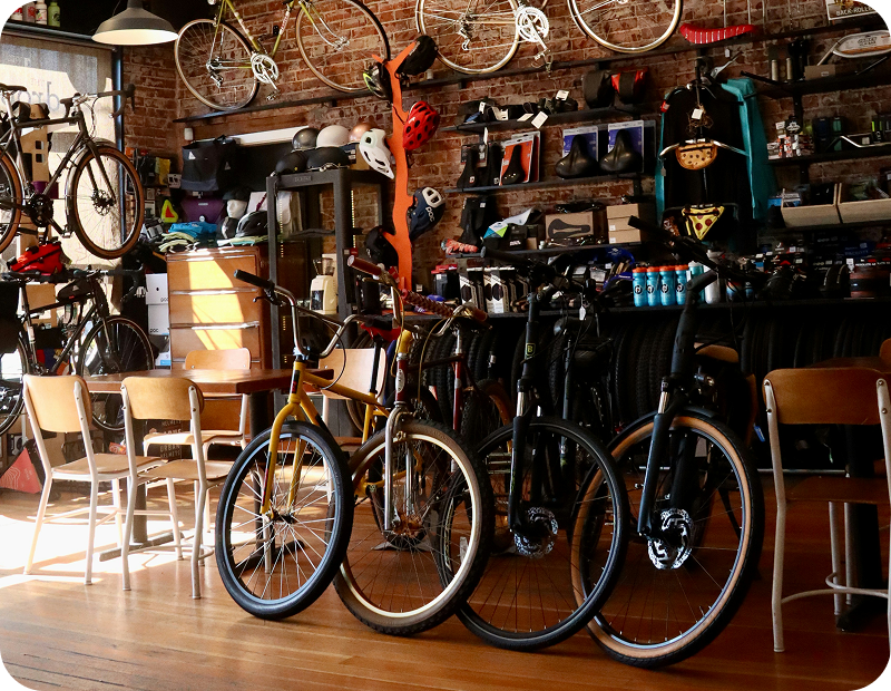 Bike rental shop with fleet and accessories