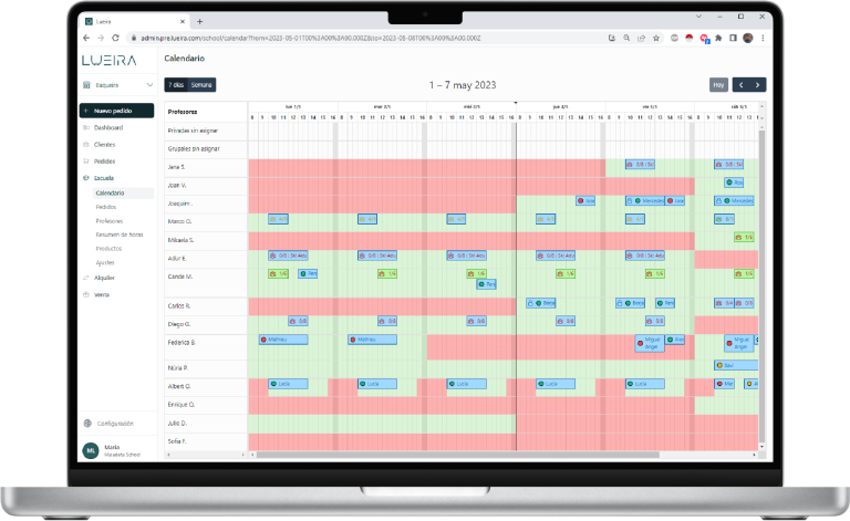 Calendario de la escuela en Lueira
