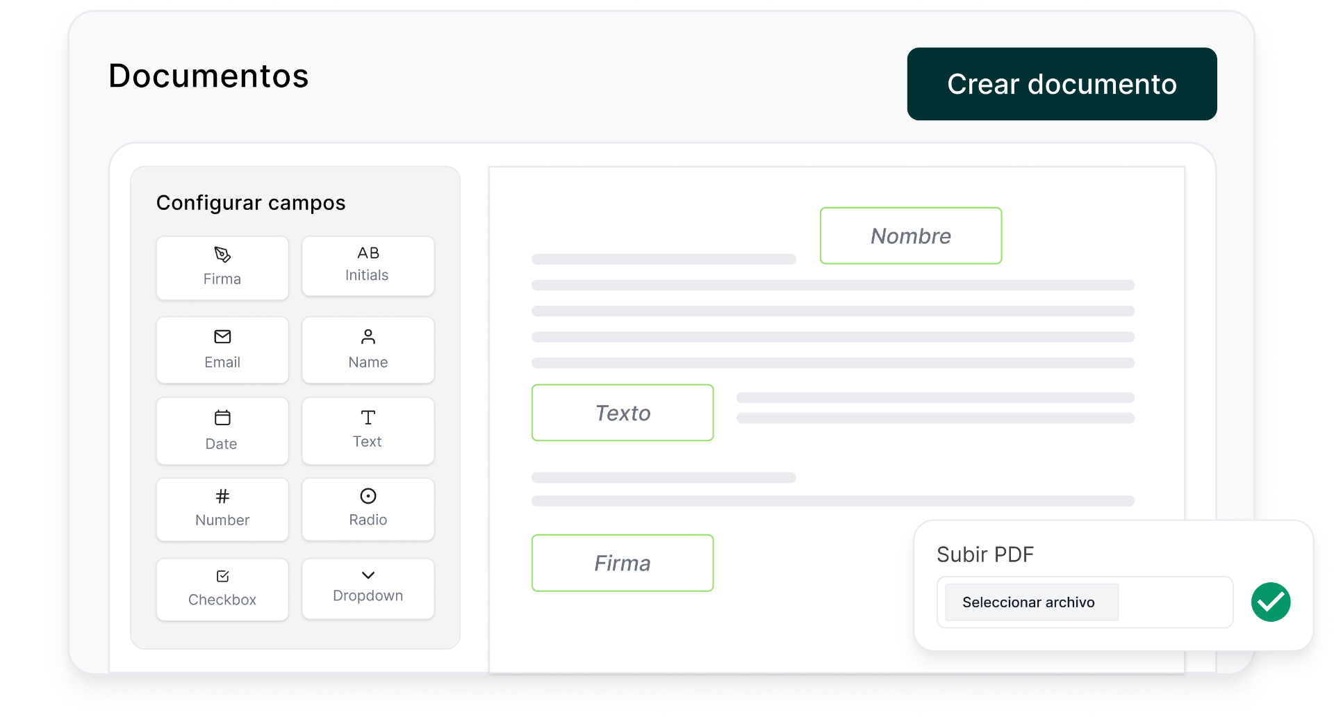 Editor de documentos digitales con campos configurables