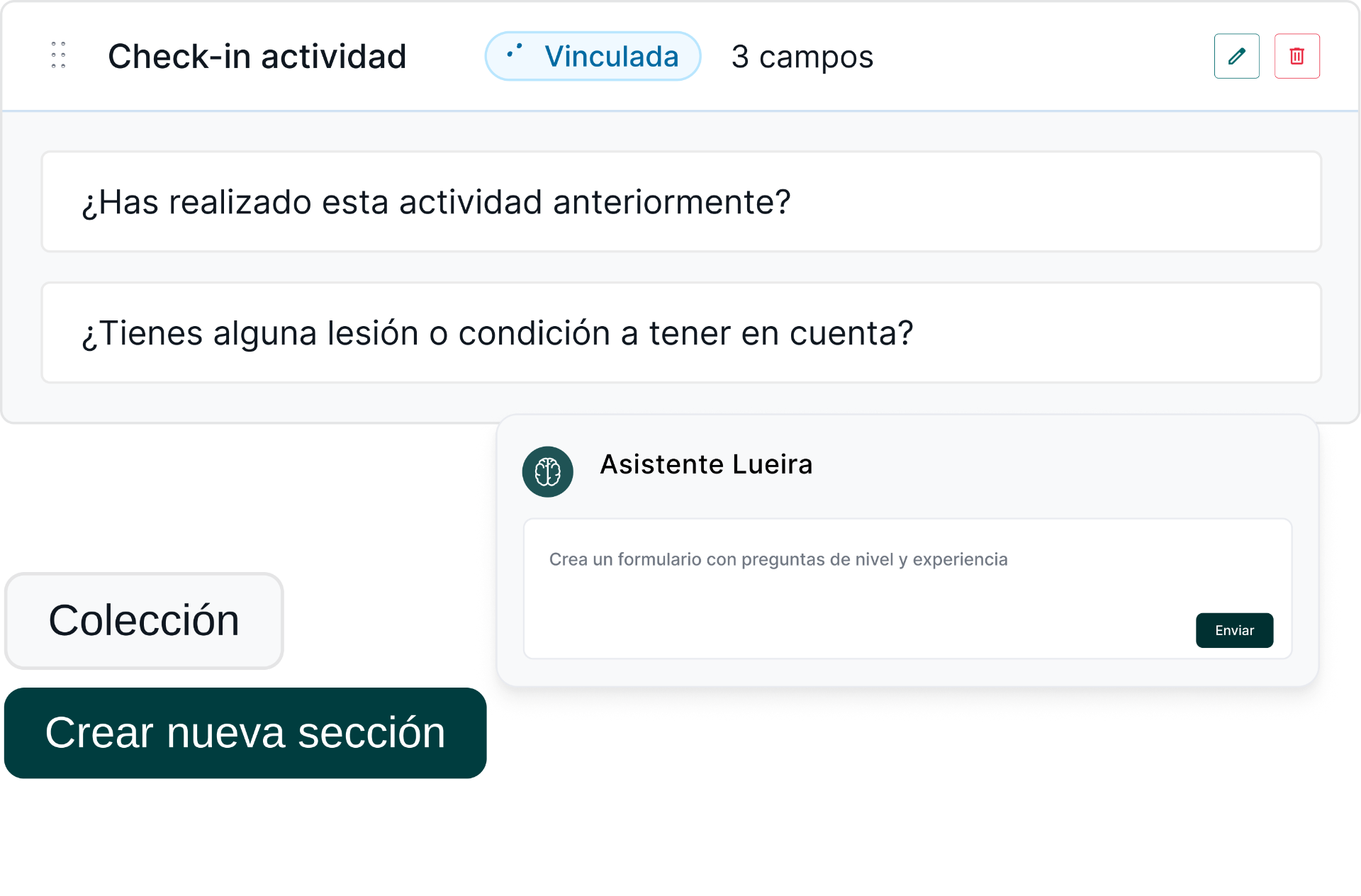 Formulario digital de check-in con asistente Lueira