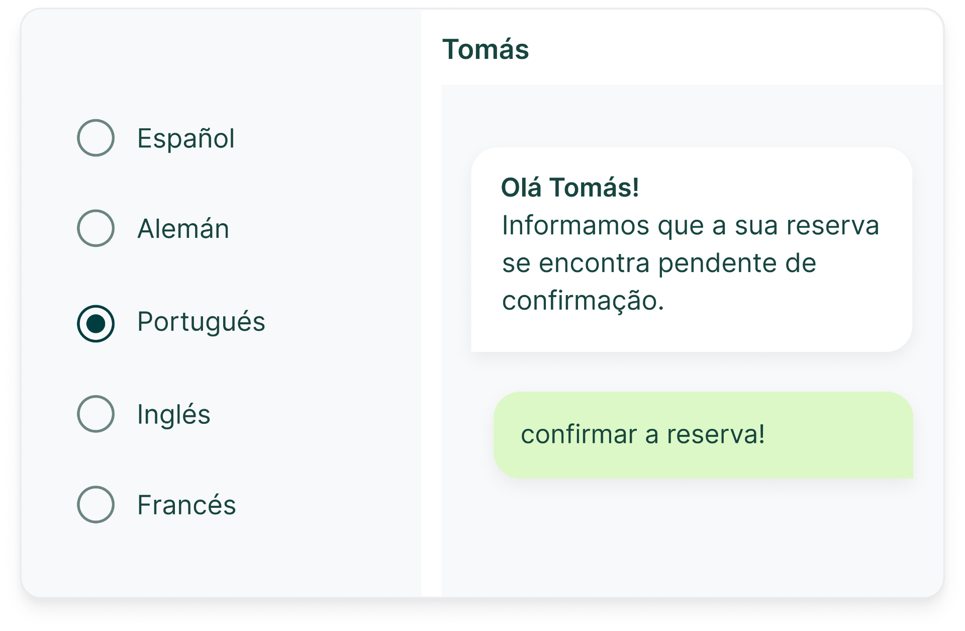 Selector de idiomas con conversación en portugués