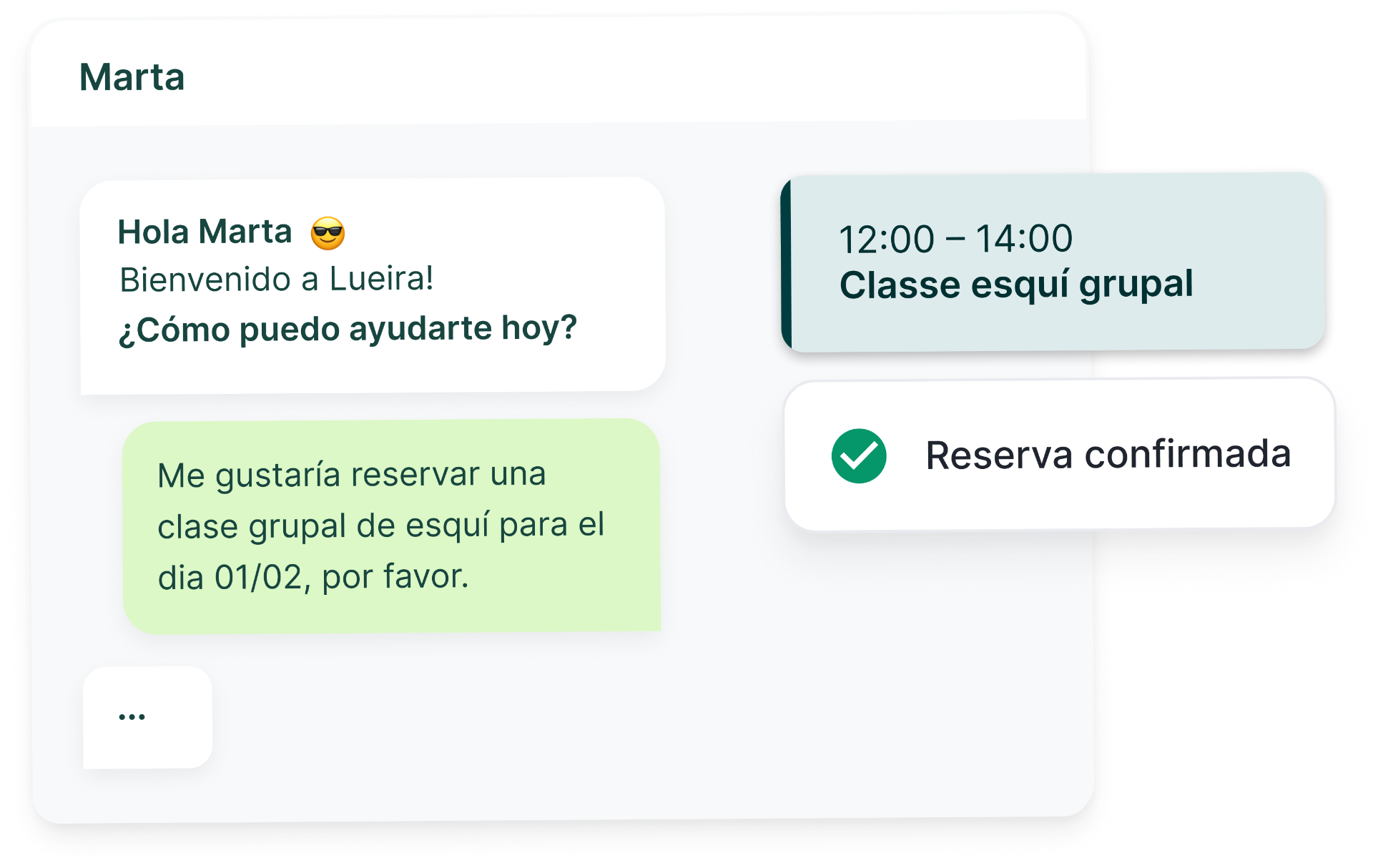 Conversación de WhatsApp con reserva confirmada