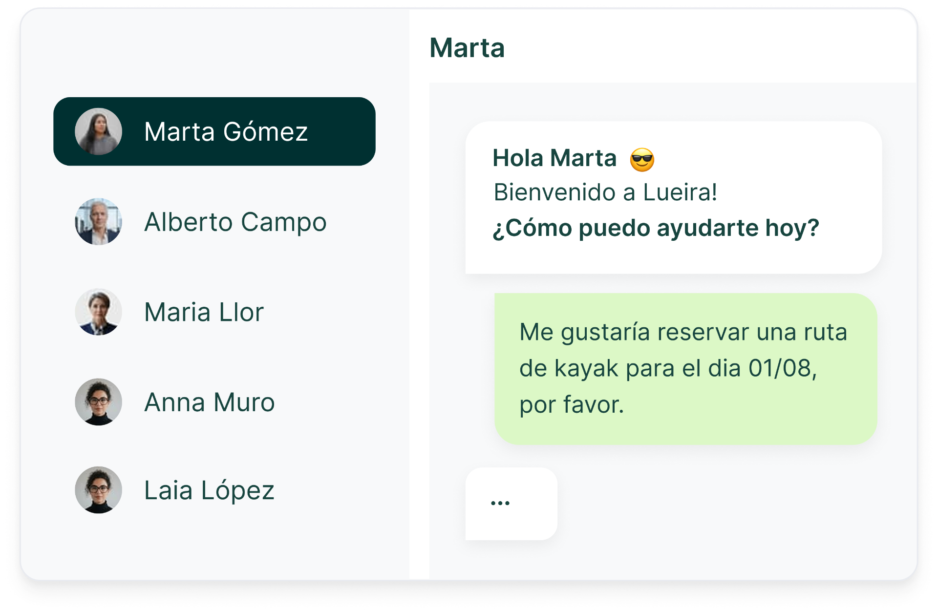 Bandeja de conversaciones de WhatsApp