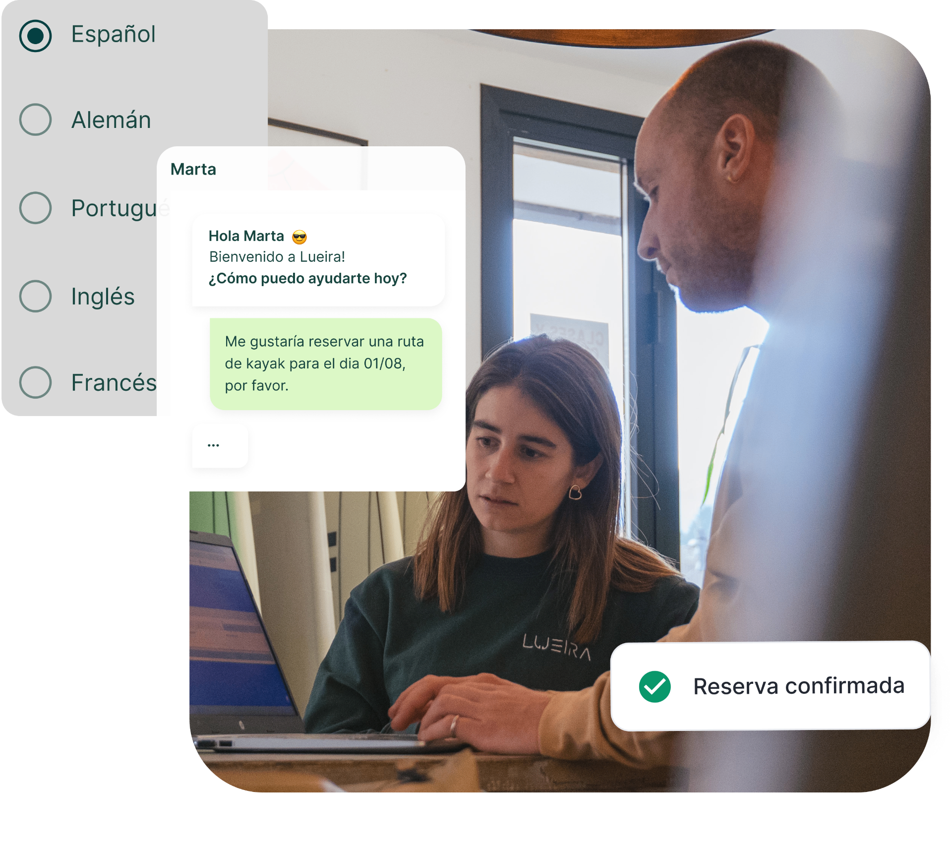 Equipo Lueira atendiendo conversaciones de WhatsApp con IA
