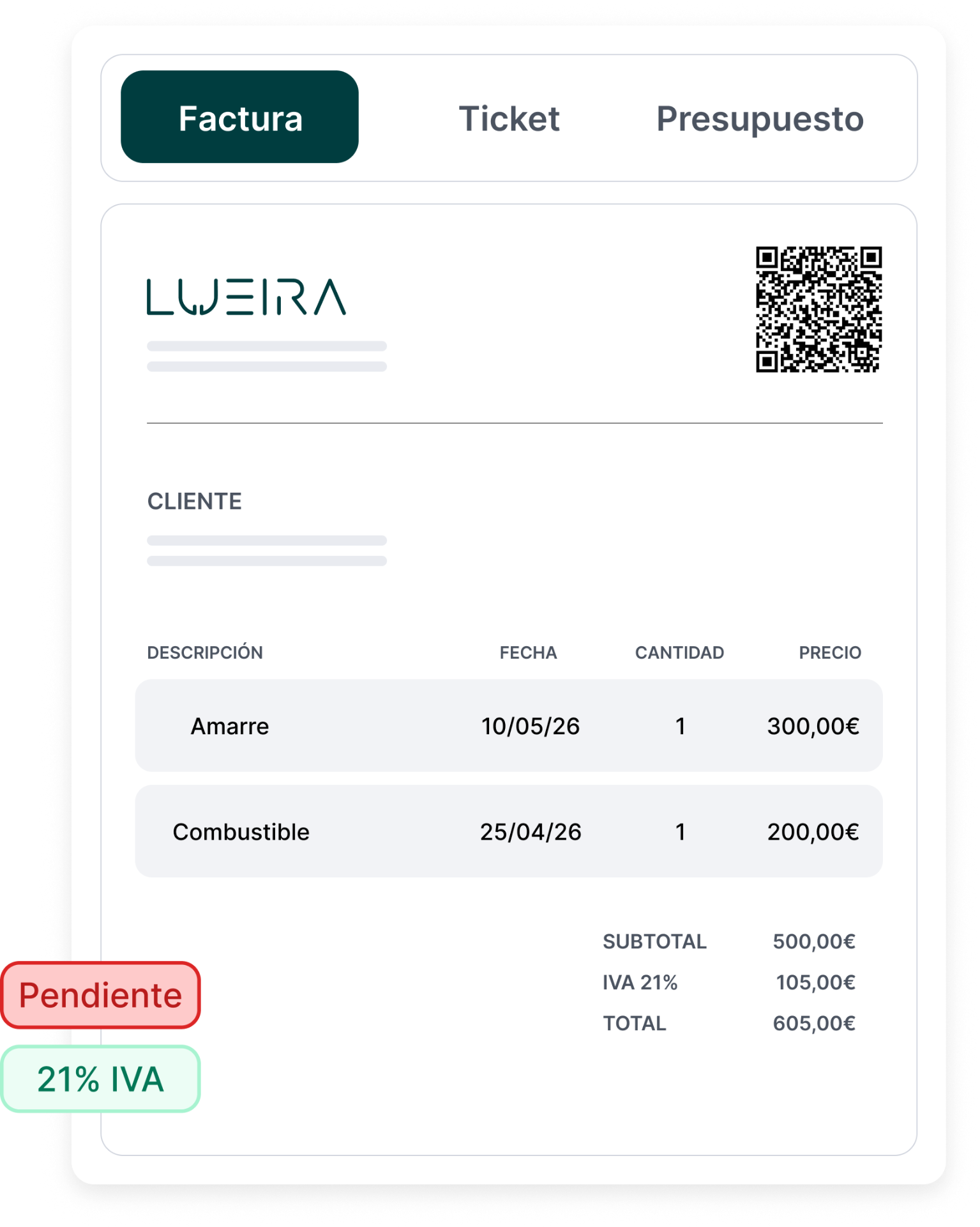 Configuración de impuestos personalizados en Lueira
